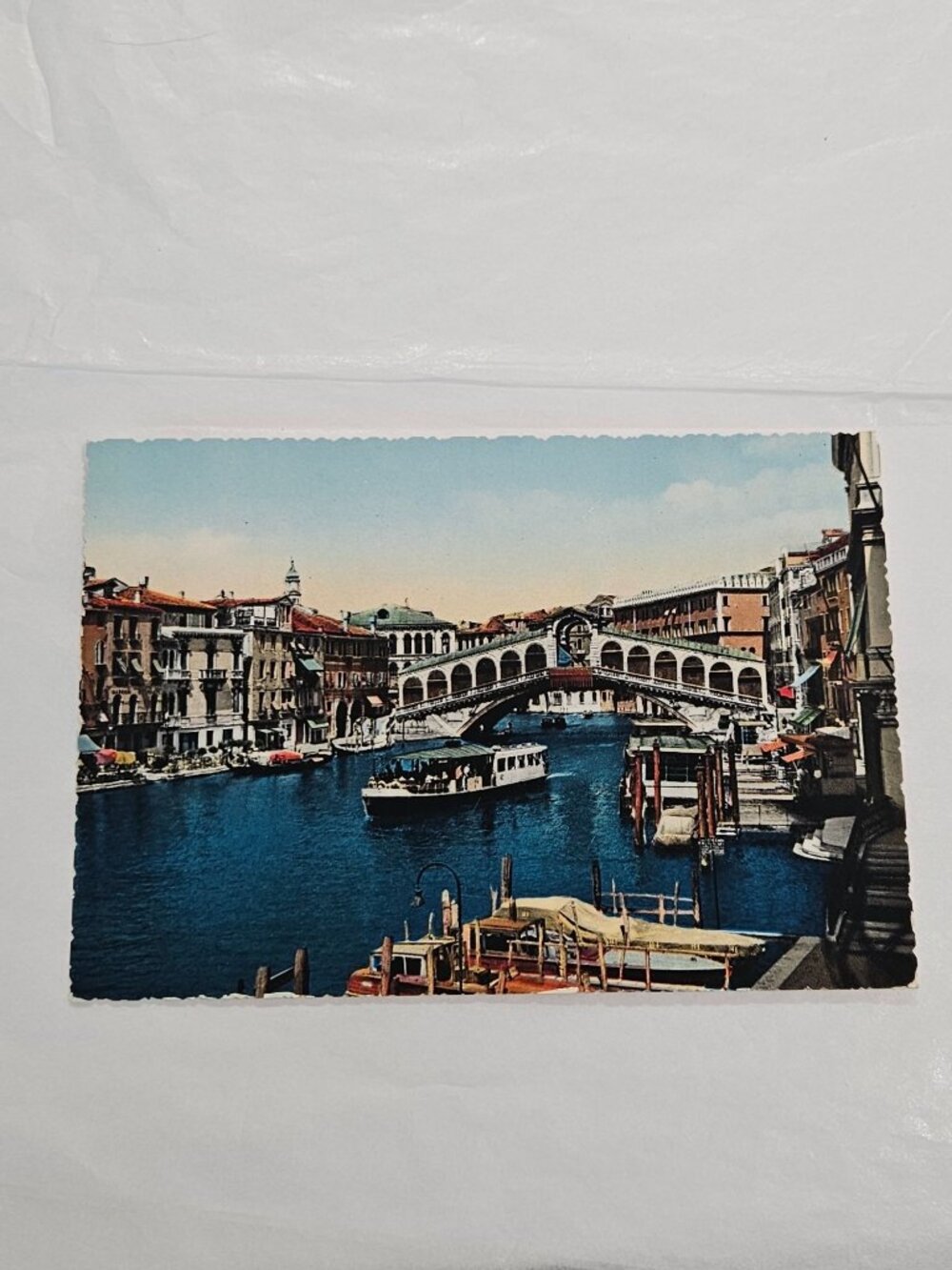 view of the Rialto Bridge over the Grand Canal in Venice Italy Postcard
